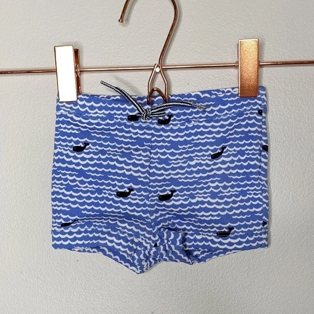 Janie and Jack blue white whale swim bottoms 0-3mo